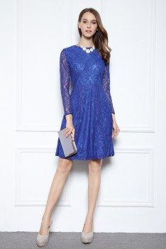 Royal Blue Laced Short Dresses