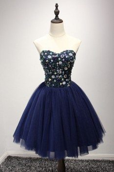 Pretty Dark Blue Short Prom Dresses