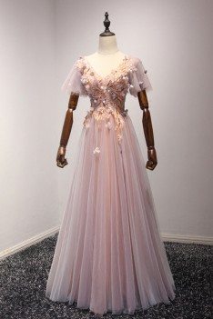 Pink Long Sleeve Puffy Dress