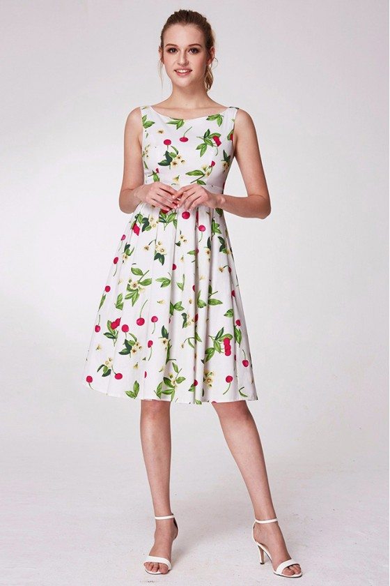 Beautiful Floral Print Green Prom Dress In Knee Length - $49 #AS05974WH ...